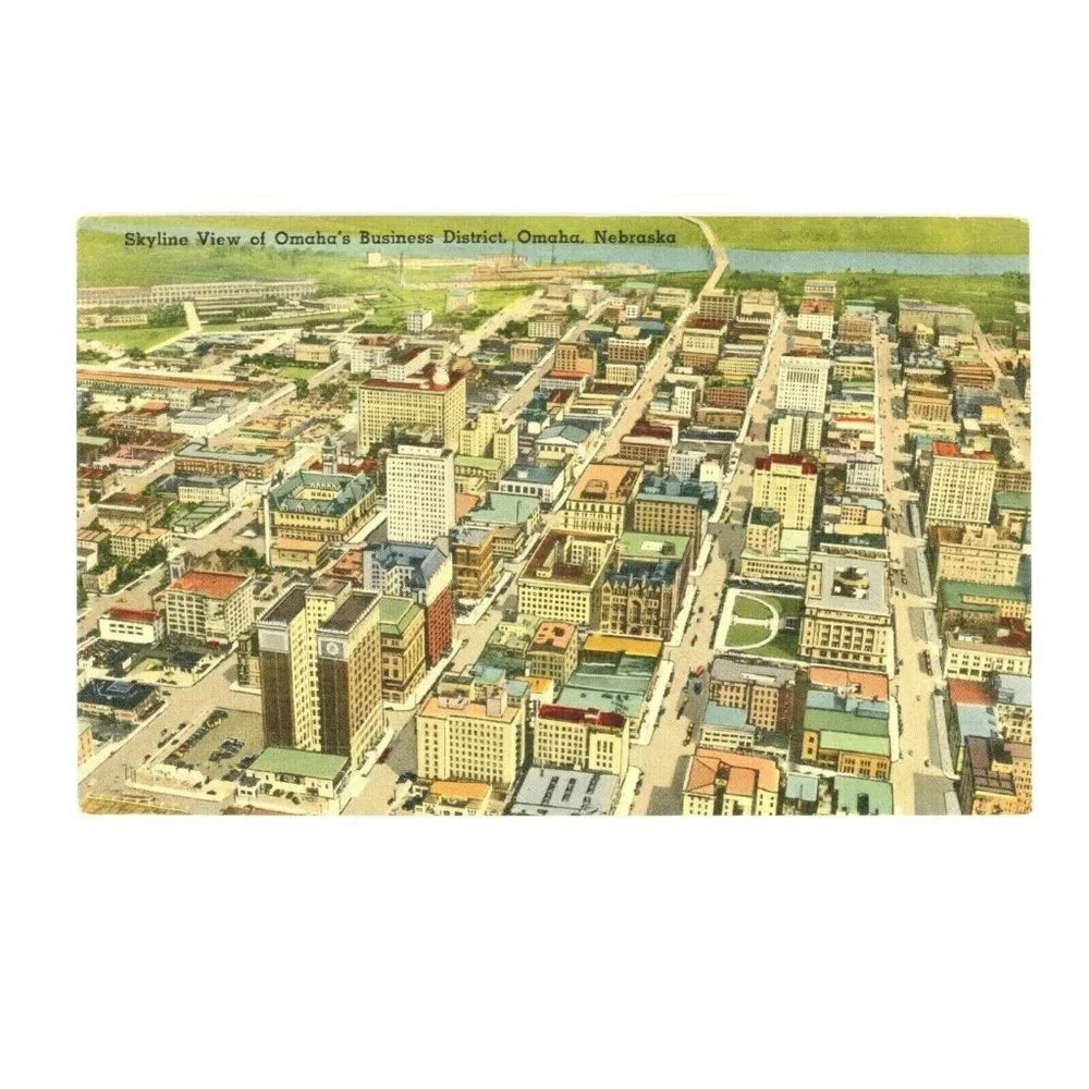 Vintage Postcard Omaha Nebraska Skyline View Business‎ District Travel USA